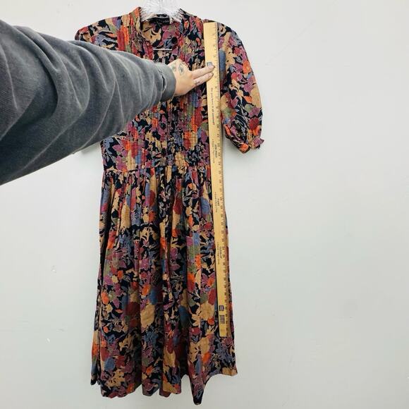 Albert Nipon Brown And Red Multicolor Floral Half Sleeve Pleated Dress Women’s L - Picture 4 of 7